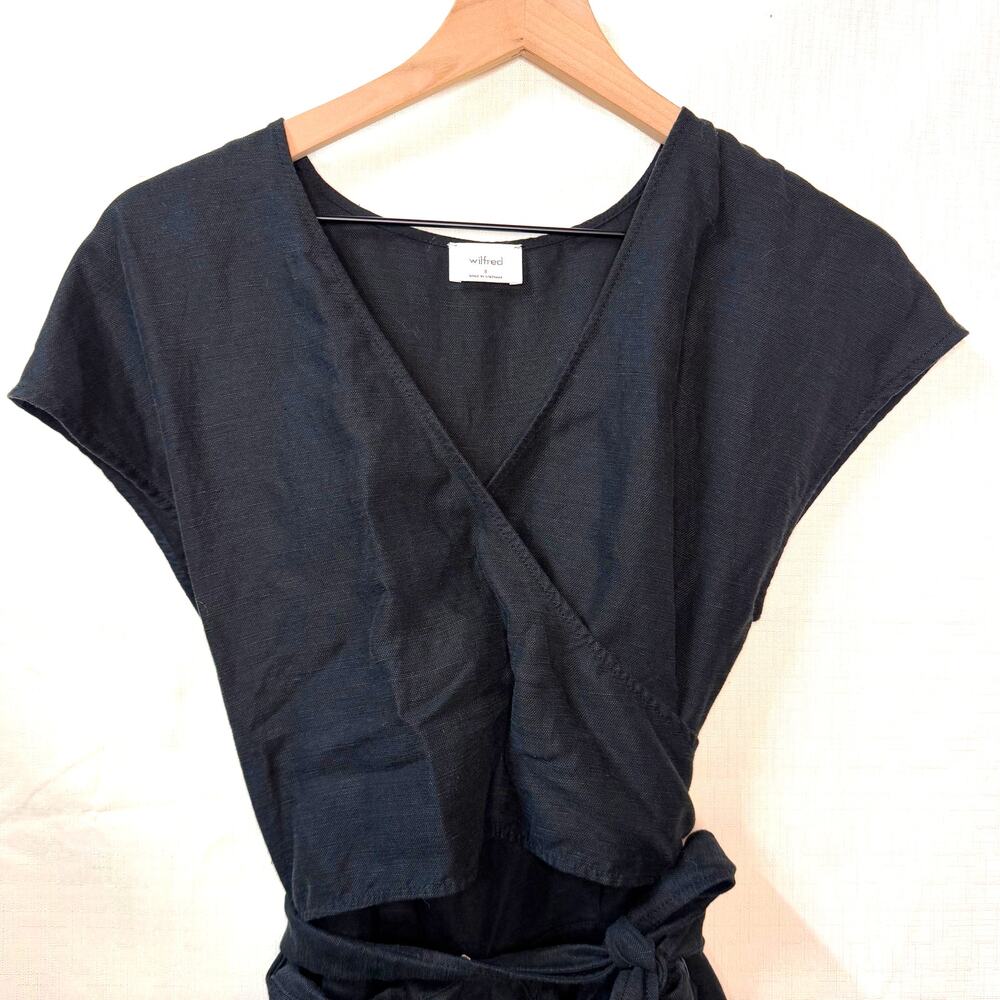 Aritzia Wilfred Brax Linen Jumpsuit Black Size 8 Capsule Minimal Classic Modern - Picture 3 of 16